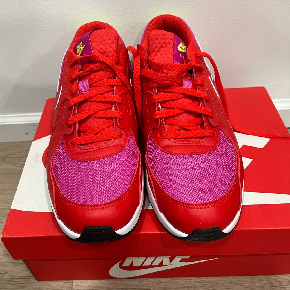 Nike Big Kids Air Max Sneakers in Red, Pink & Neon Yellow - Picture 2 of 4